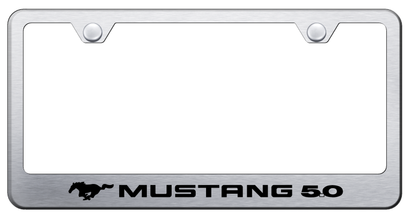 Auto Gold Mustang 5.0 Standard Frame Laser Etched on Brushed - Click Image to Close